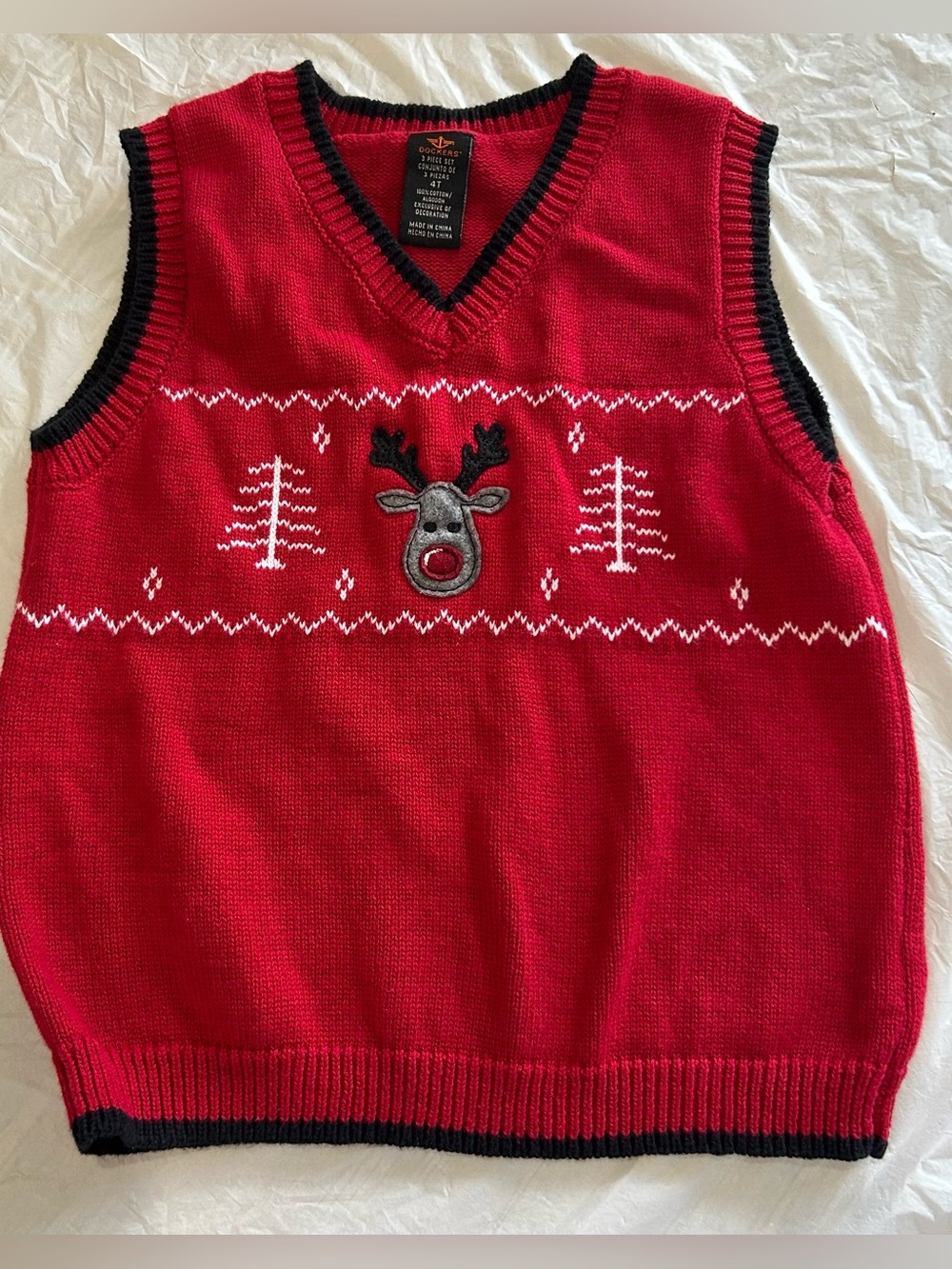 Holiday Reindeer Knit Sweater Vest - Red
